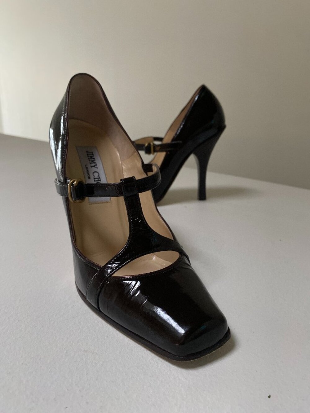JIMMY CHOO PRIMA Brown Patent Leather Pumps (Size 36/6) Good